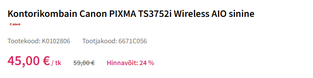 Printeri hind 59,00 € asemel 45,00 €
