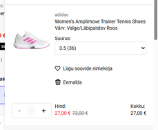 Ostukorvi summa 27,00 €