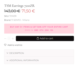 TI SENTO kõrvarõngad: 143,00 € asemel 71,50 €