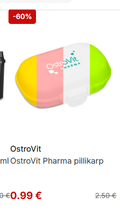OstroVit Pharma pillikarbi juures on näha soodushind ja poe märgitud hind.