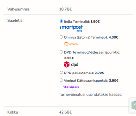 Ostukorvi summa 42,68 €